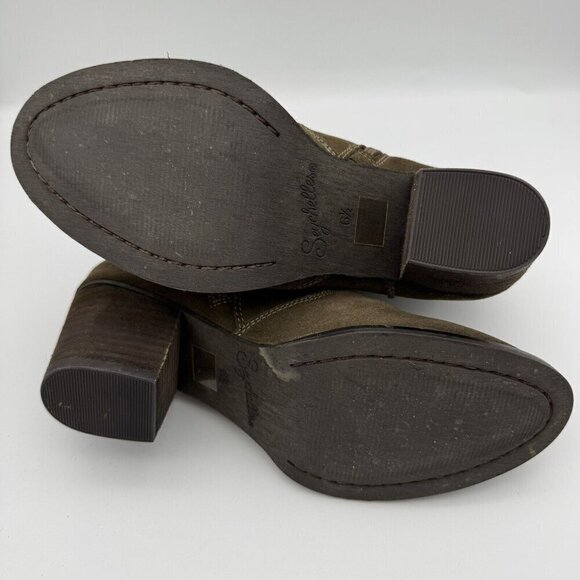 Seychelles Brown Leather Heeled Ankle Boots Zip Booties Western SZ 6.5 - Picture 6 of 8